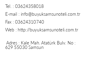 Byk Samsun Hotel iletiim bilgileri
